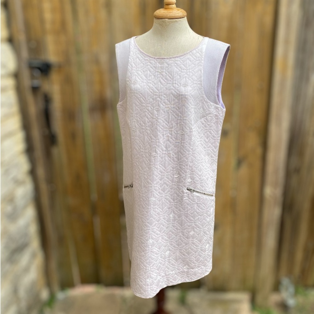 J. Crew lilac lavender jacquard shift sleeveless dress pockets L